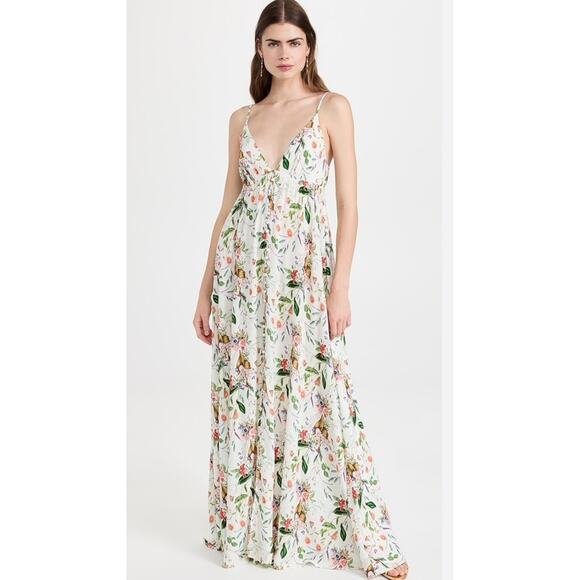 L’AGENCE Women’s Size Large Stefani Garden Floral V Neck Dress NEW - Picture 2 of 8